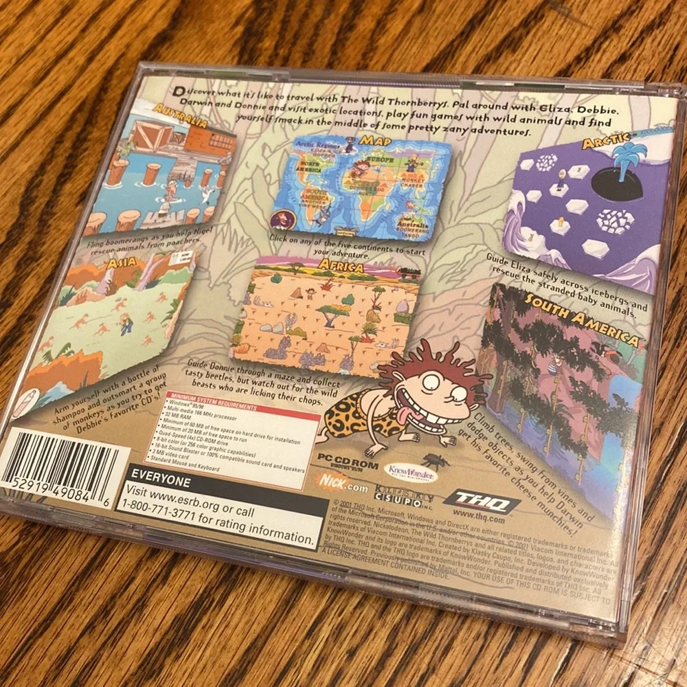 Vintage Y2K Nickelodeon THQ Wild Thornberry’s Rambler PC Game CD-ROM Gaming